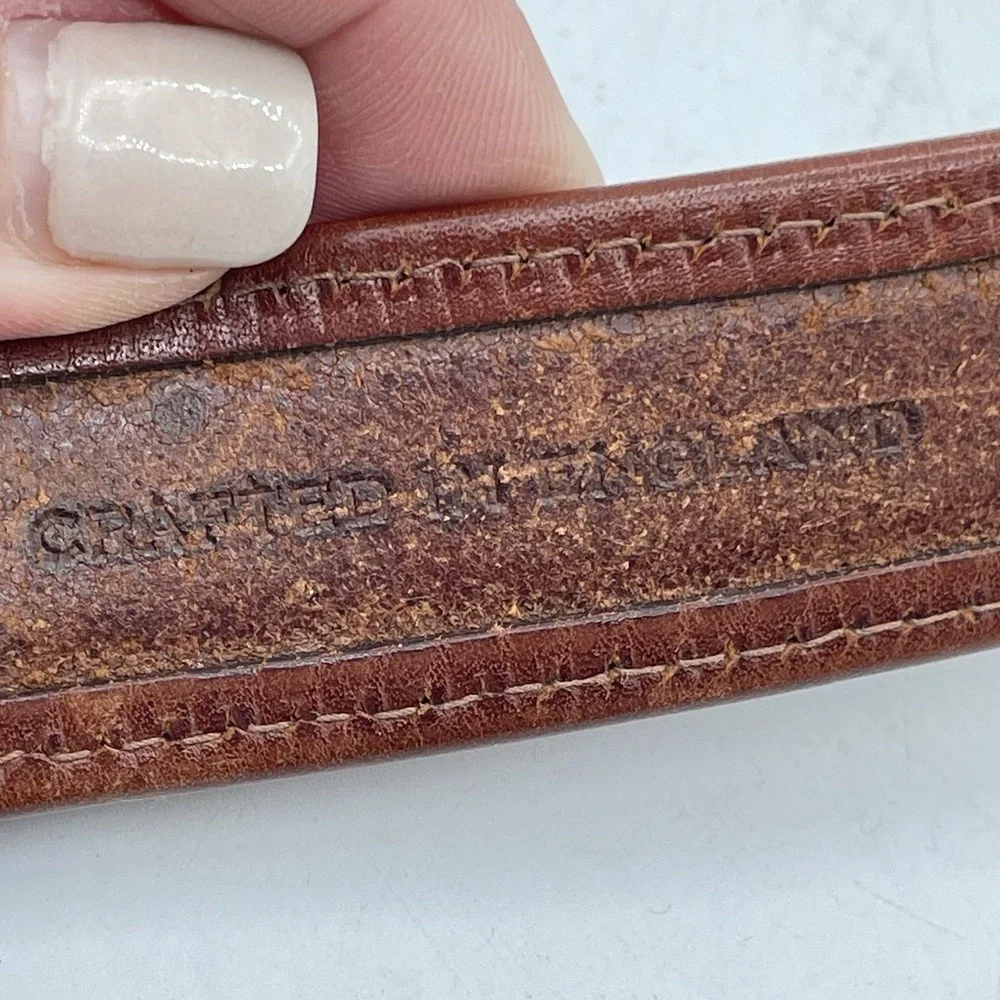 Cole Haan Brown Leather Dress Casual Men's‎ Belt Size 38 4069 Solid Brass Buckle